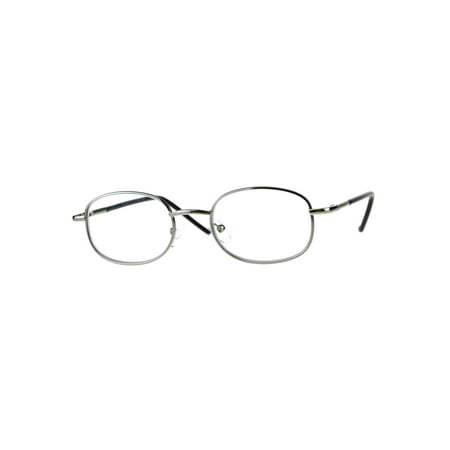 Mens Classic Metal Rim Rectangular Bifocal Reading Eye Glasses Silver 1.0