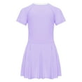 thumbnail image 3 of Mufeng Girls Short Sleeve Swim Dress Front Zippy Padded Swimsuit UPF50+ Rash Guard Swimwear Purple 130/M 不带胸垫, 3 of 6