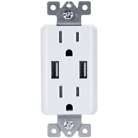 - TOPGREENER Dual USB Charger Outlet Tamper Resistant Receptacle 2.1 AMP TU2152A, White