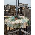 thumbnail image 2 of Outdoor Tablecloth with Umbrella Hole for Patio/Picnic/Party/Camping, Tropical Plant Waterproof Table Cloth Round Cover Washable, Summer Watercolor Boho Palm Tree on Linen (Dia 54"), 2 of 8