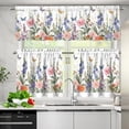 thumbnail image 4 of Butterfly Floral Kitchen Curtains Tiers and Valances Set, Rod Pocket Valance Short Window Treatment Decor Curtains, 3 Pieces Set Window Decorations, Easy to Install, 4 of 5