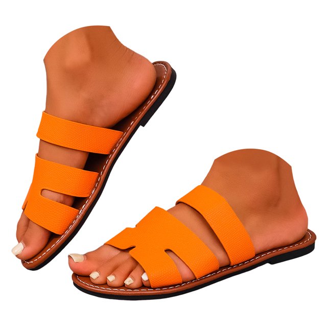 GWAABD Pantoufles pour Femme Pantoufles pour Femme Plates Bout Rond Décontractées Couleur Sandales à une Bride Sandales Confortables Plates à Enfiler Sandales de Plage à Plateforme pour Femme Chaussures