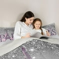 thumbnail image 5 of Homewish Grey Sequin Print Full Size Comforter Sets for Girl, Paris Eiffel Tower Bedding Comforter Set, Romantic Flower Butterfly Reversible Bedding Sets, Super Cozy Room Decor, 3-Piece, 5 of 8