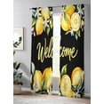 thumbnail image 4 of Sheer Curtains 84 Inches Long 2 Panels Set for Living Room, Yellow Lemons Semi Sheer Curtains for Windows, Summer Fruits Leaves Botanical Black Voile Window Treatments Rod Pocket Curtain, 4 of 7