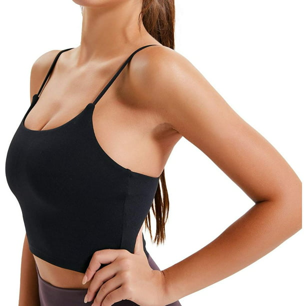 CARCOS Women Camisole with Shelf Bra,Raceback Long Cami Top for Sports  Built Shelf Yoga Workout Tank Top