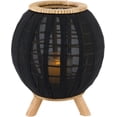 thumbnail image 1 of 47th & Main Standing Glass Hurricane Round Lantern Candleholder, Small, Bamboo/Black, 1 of 2