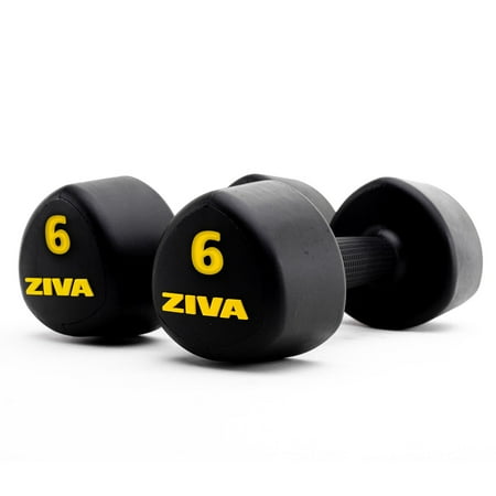 UPC: 4895202515249 | ZIVA Virgin Rubber Steel Tribell Dumbbell Pairs – Odorless Ergonomic Non-Slip Comfort Grip – Exercise Weights for Core and Strength Training – 6lbs Pairs Black