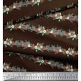 thumbnail image 2 of Soimoi Brown polyester Crepe Fabric Pine Leaves & Floral Stripe Printed Fabric 1 Yard 42 Inch Wide, 2 of 3