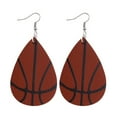 thumbnail image 1 of Boucles d'Oreilles en Cuir Imprimé Double Face Football Basketball Volleyball pour Femmes, 1 of 1