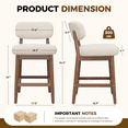 thumbnail image 4 of Hawsaiy Counter Height Bar Stools Set of 4, Mid Century Modern Boucle Barstools with Solid Wood Frame, Upholstered Kitchen Island Stools with Backrest & Footrest, White, 4 of 13