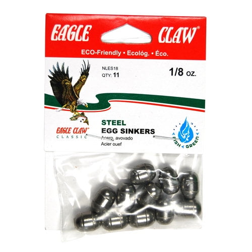 21 Eagle claw steel egg sinkers eco-friendly 1/4 oz 3 pacs of 7 
