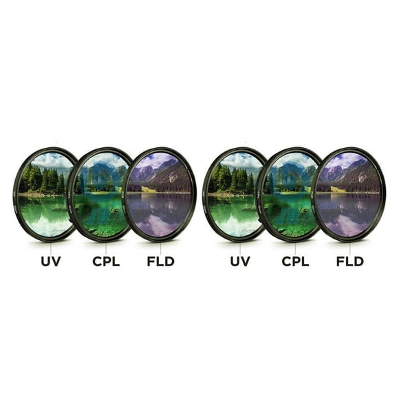 Sidaley Filtro de lente de 3 piezas con bolsa 49MM 52MM 55MM 58MM 62MM 67MM 72MM 77MM Estuche de transporte de reemplazo de filtrado de vidrio 52 mm 2piezas