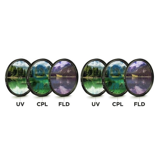 Sidaley Filtro de lente de 3 piezas con bolsa 49MM 52MM 55MM 58MM 62MM 67MM 72MM 77MM Estuche de transporte de reemplazo de filtrado de vidrio 52 mm 2piezas