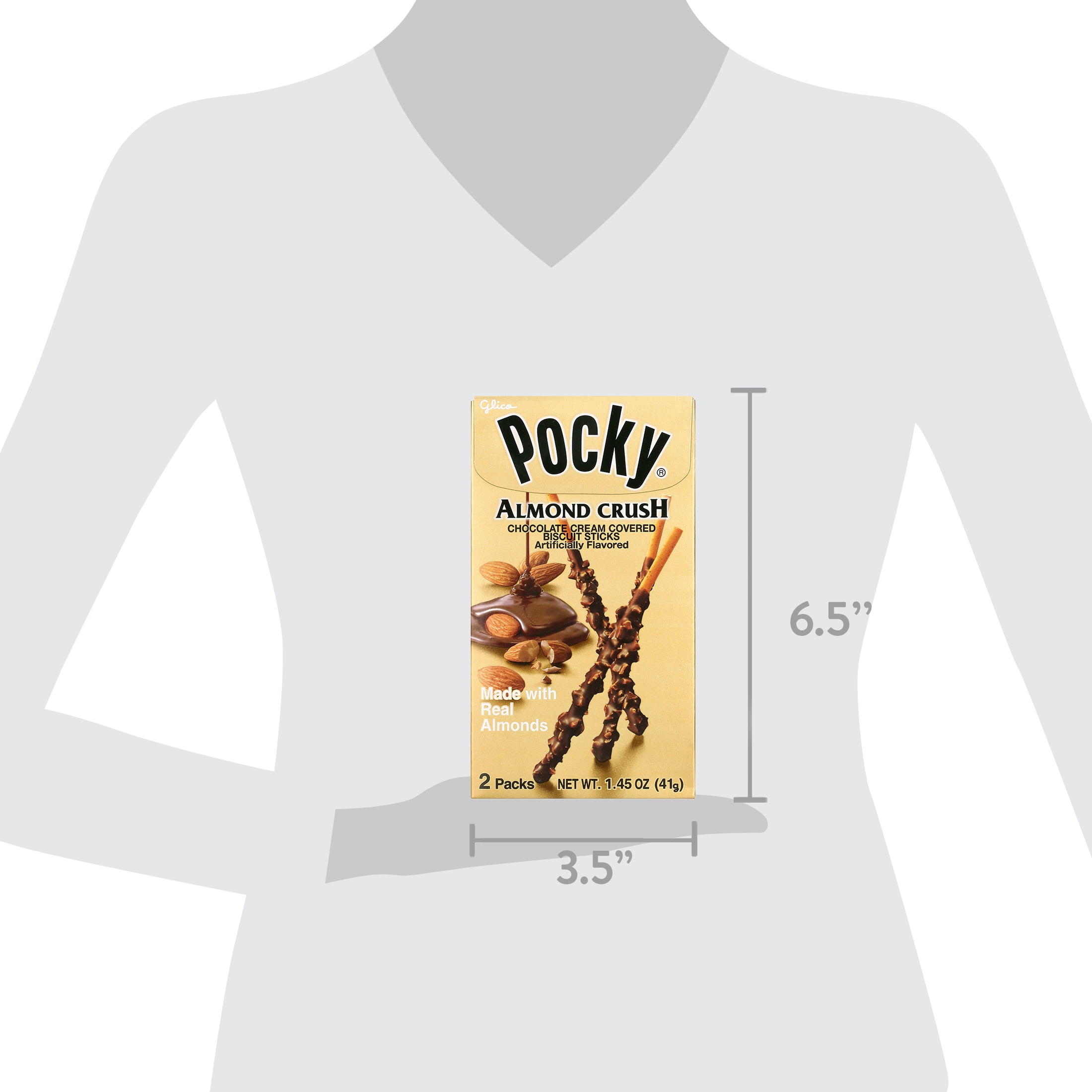 (5 pack) Glico Pocky Almond Crush, 2 pack, 1.45 oz Box, Made with Real Almonds