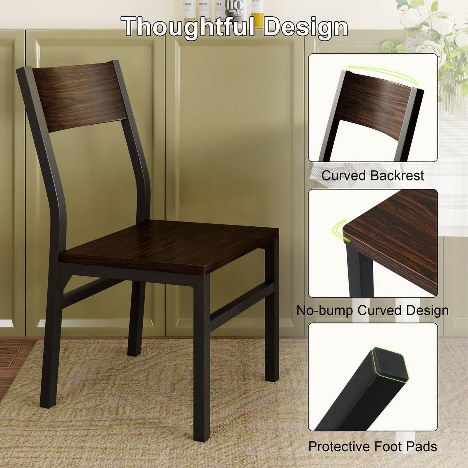 iPormis 35''Tall Dining Chairs Set of 6, Dining Room Chairs with MDF Board & Metal Frame, Perfect for Small Space, Easy Clean,Espresso