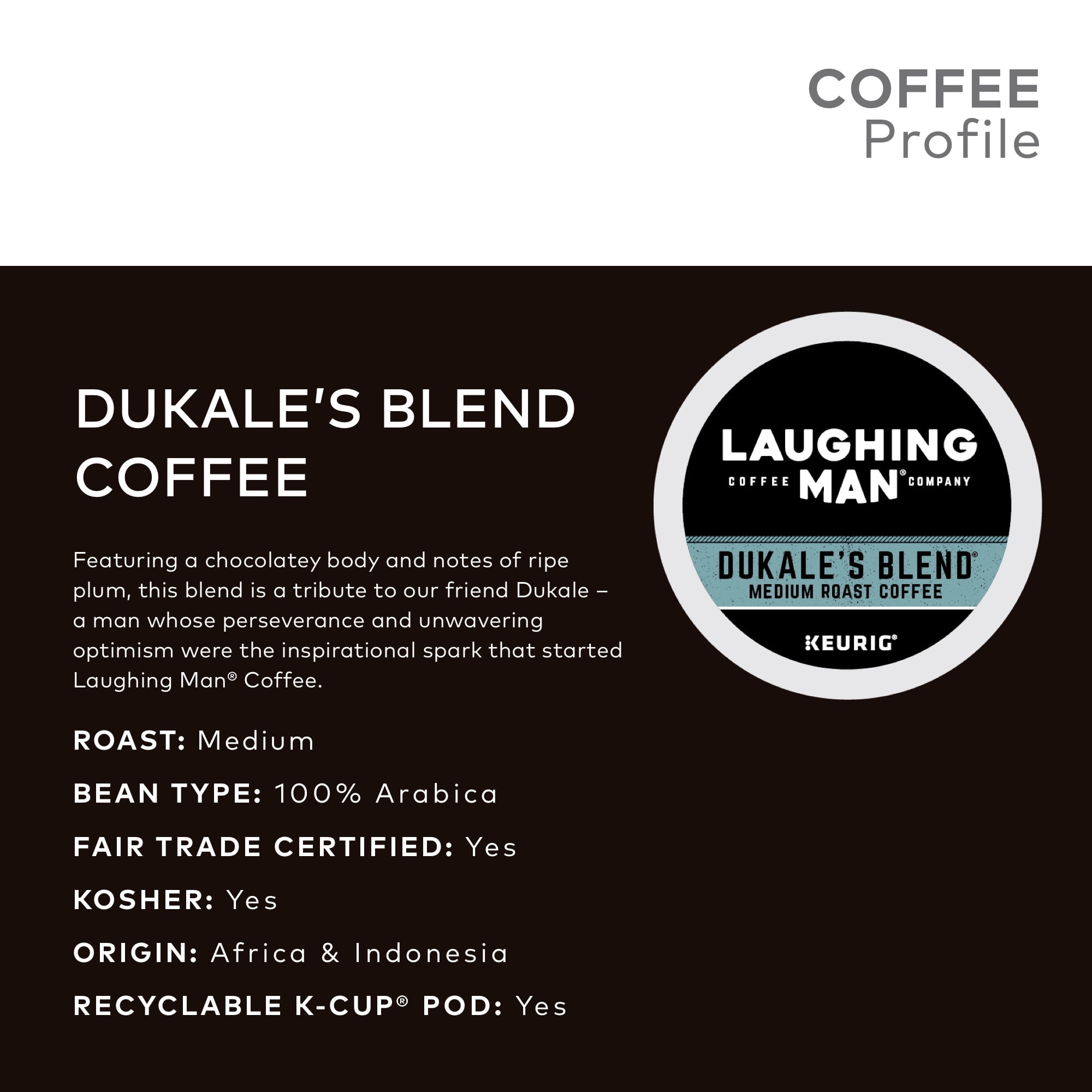 Laughing Man Dukales Blend Coffee Keurig K Cup Pods Medium Roast 16 Count Laughing Man Dukales Blend Coffee Keurig K Cup Pods Medium Roast 16 Count