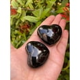 thumbnail image 2 of Black Obsidian Gemstone Hearts, Polished Black Obsidian Puffy Hearts, Black Obsidian Palm Stone, Black Obsidian Heart (5 Hearts）, 2 of 8