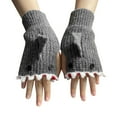 thumbnail image 2 of Womens Handmade Knitted Autumn Winter Gloves Retro Crochet Gloves, 2 of 5