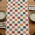 thumbnail image 5 of Colorful Checkered Table Runner, Vintage Plaid Grid Geometric Beige Washable Cotton Linen Table Runners 120 Inches Long, Dresser Scarf Runner for Dining/Living Room/Kitchen/Square Tables 13''x120'', 5 of 9
