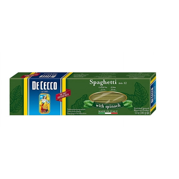De Cecco Pasta, Spaghetti with Spinach, 12 Ounce (Pack of 12)