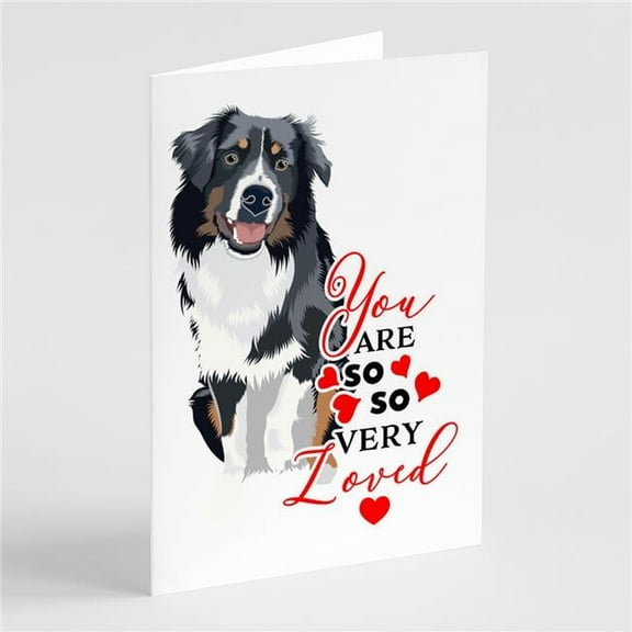 Australian Shepherd Black Tricolor #1 so Loved Greeting Cards and Envelopes Pack of 8 7 in x 5 in