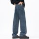 thumbnail image 4 of Puntoco Pantalones vaqueros gruesos de felpa para hombre con cordón elástico, holgados, de gran tamaño, con pierna recta, pantalones largos para hombre, 4 of 6