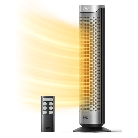 DREO 30" Space Heater for Inside, 1500W Electric Heater, 2S Fast Heating, 10.2 ft/s for Large room, 25dB Ultra Quiet Tower Heater for Home, Precise Thermostat, 8 Layer Safety Protection & ECO Mode