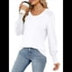 thumbnail image 3 of Camisas Casuales Holgadas de Larga para Mujer, Blusas Fruncidas con Cuello en V, Blusas de Moda. L, 3 of 10