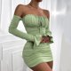 thumbnail image 3 of Vestido cruzado de manga larga para mujer: frente plisado, tirantes y mangas acampanadas, corte regular informal, 3 of 8