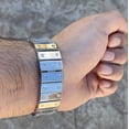 thumbnail image 3 of Mens Silver Tone Hip Hop Watch Blue Hands Heavy Iced Flooded Out Bling Square Face 8" inch Band, 3 of 13
