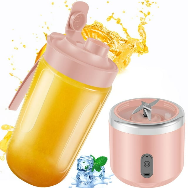 DEBGFS Mini Juice Blender 400ml Portable Blender Six Blade Juice Mixer Blender Smoothie Blender for Travel Juice Blue,pink