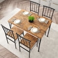 thumbnail image 3 of Dining Table Set for 4, Small Spaces Kitchen Table and Chairs - Wood Top & Metal Legs, Compact Dining Set for Apartments, Sturdy Space-Saving Design, Brown, 3 of 7
