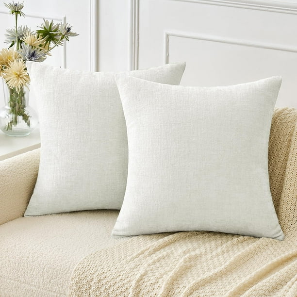 Fundas de almohada MIULEE Christmas Chenille de 50 x 50 cm, color blanco (paquete de 2)