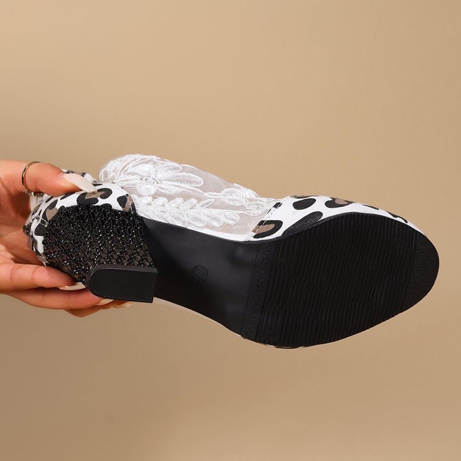 Aueoeo Women's Heels Mid Block Chunky Shoes Close Toe