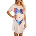 thumbnail image 5 of BLTIBY Women's Funny Bikini Shirt Cover up Short Sleeve Baggy T Shirt Dress Cute Bikini Print Swimwear Hot Pink XL, 5 of 5
