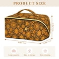 thumbnail image 4 of FORMRS Makeup Bag Travel Cosmetic Organizer for Women Fold Flat Zipper Pouch with Handle, Retro Orange Flowers, 4 of 8