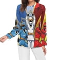thumbnail image 3 of Power Rangers Women’s Pajama Top 3D Digital Print Sleepwear Trendy Crewneck Pullovers Long Sleeve Shirts 3XL, 3 of 8