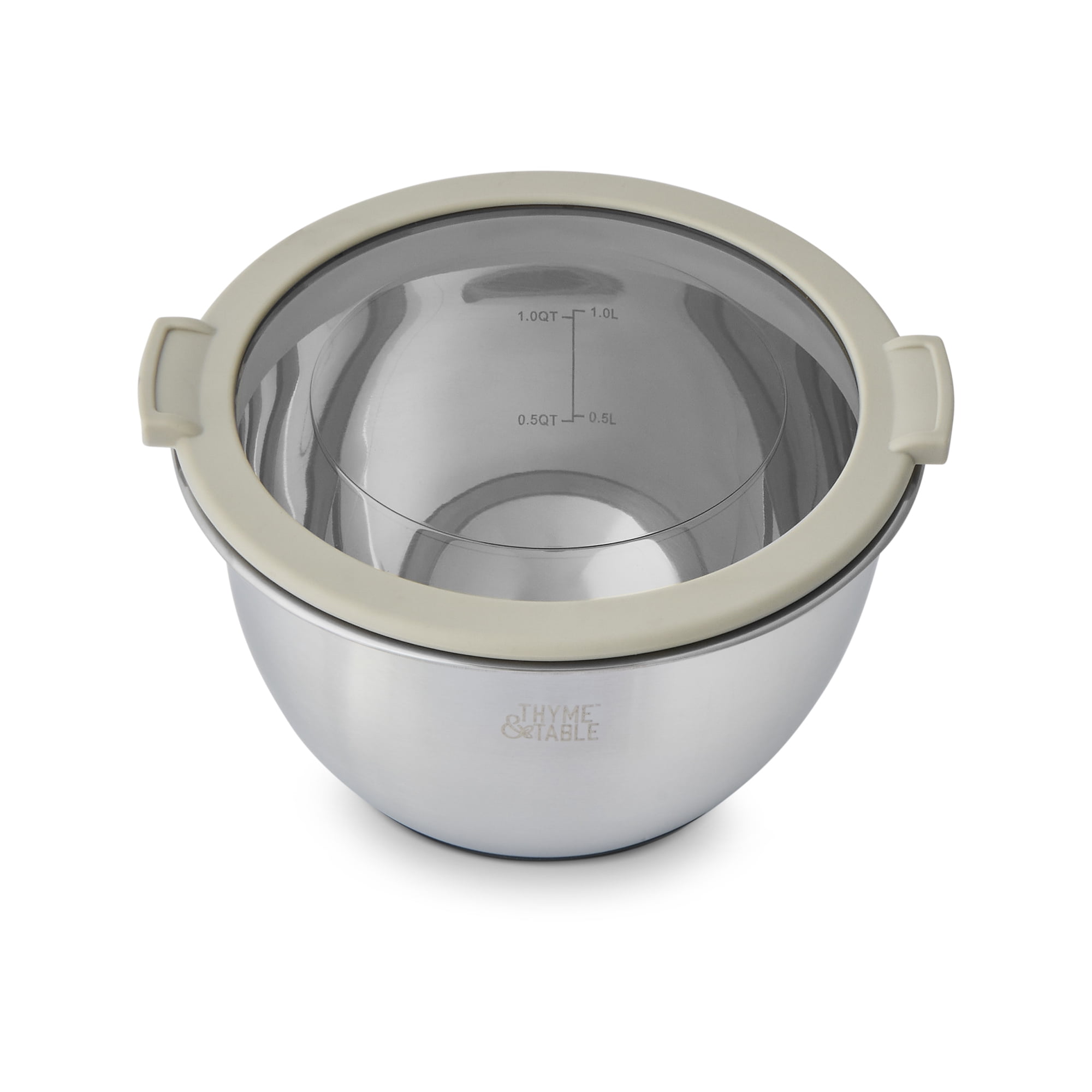 Thyme & Table 6-Piece Nesting Mixing Bowl Set with Easy Grip Transparent Lids - Blue