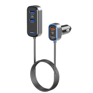 75W Super Mini USB-C Car Charger Car Charger USB-C All-Metal Car Charger with 6 Ports (Black)