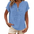 thumbnail image 4 of Embroidered Cotton Linen Tops Summer Linen Tops Oversized Linen Shirts For Women Gauze Shirts For Women Summer Blouses For Women Womens Summer Tops Peasant Blouse Gauze Tunic Tops For Women, 4 of 9