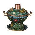 thumbnail image 2 of Olla caliente de cobre cloisonné para calentar utensilios de cocina Shabu Shabu Hot Pot Old Beijing verde, 2 of 9