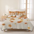 thumbnail image 3 of Full Quilt Set 78''x90'', Thanksgiving Lightweight Summer Bedspread Coverlet Set with 2 Pillow Shams, Retro Orange Fall Maple Leaves Autumn Breathable All Season Quilt Bedding for Bedroom/Guest Room, 3 of 9