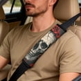 thumbnail image 5 of Xixirimido 5Pcs Car Seat Covers & Seatbelt Covers & Center Console Cover Set Universal Auto Accessories Fit for SUV Sedan Van Truck Leather Front Seat Cover, Red Roses & Skull, 5 of 8