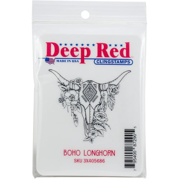 Deep Red Cling Stamp 3"X4"-Boho Longhorn