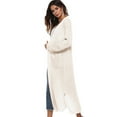 thumbnail image 4 of Women's Maxi Cardigan,Casual Long Sleeve Ankle-Length Flowy Open Front Drape Lightweight Duster Irregular Hem Thin Cardigan Sweater Knitted Coat Loose Longline Duster Coat,S-2XL Beige, 4 of 4