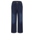 thumbnail image 5 of IDALL Jeans for Women Baggy Jeans Womens Pull On Jeans Stretch High Waisted Elastic Waist Jeans For Women Baggy Straight Wide Leg Denim Pants Wide Leg Jeans Barrel Jeans Women Dark Blue L, 5 of 9