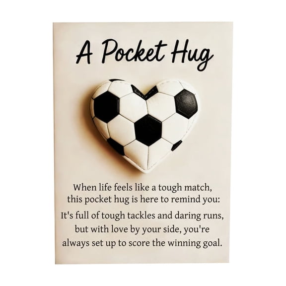 Soccer Pocket Hug Card with Small Keepsake Token, Motivational Greeting Card for Athletes, Inspirational Sports Gift for Team Members, Keepsake