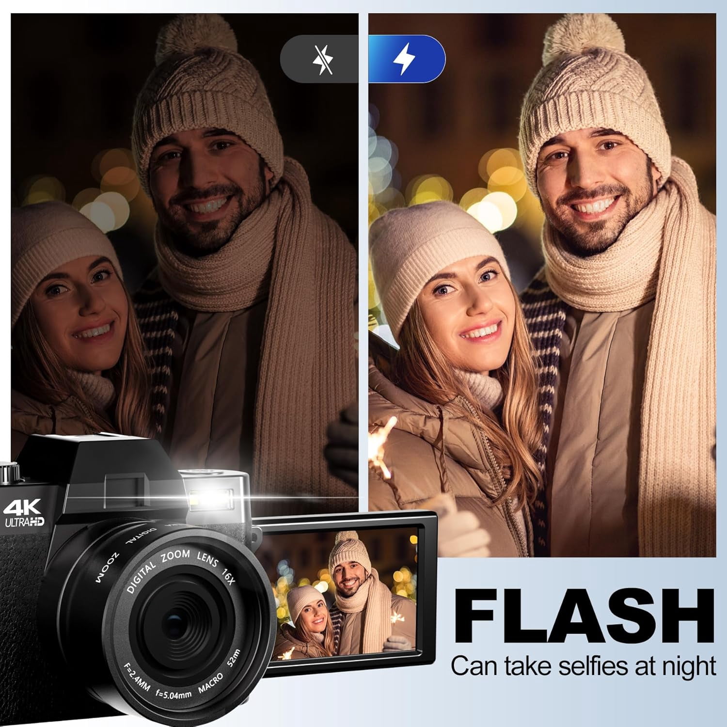NBD 4K Digital Cameras for Photography 48MP Video Camera for Vlogging with Wide-Angle & Macro Lens