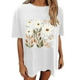 thumbnail image 2 of Njoeus Summer Tops for Women 2024 Hawaiian Shirts for Women Flower Graphic Shirt for Women Cute Floral Printed Short Sleeve Summer Tops Ladies Vintage Tees Teen Girls Casual T Shirt S-Xxl Business Cas, 2 of 5
