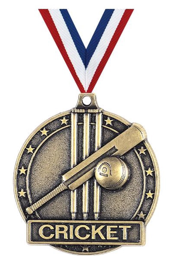Cricket Medals, 2" Gold Diecast Cricket Medal Award 20 Pack